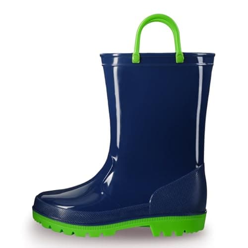 Image of EUXTERPA Wellies for Kids, Boys Girls Wellies Waterproof Wellington Boots, Toddler Child Solid Color Boots for Outdoor Play Navy Blue Wellies Size 6