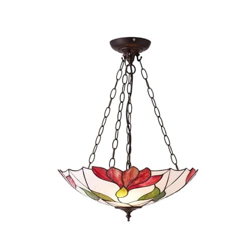 Image of Botanica Tiffany Style Inverted Three Light Ceiling Pendant Set - Interiors 1900 70946