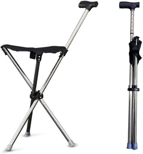 Image of Foldable Stool with Cane Bases Cane with Seat Foldable Walking Cane for Travel Lightweight Balancing 330 lbs Walking Stick Unisex for Elderly 2-in-1 Lightweight Cane & Stool