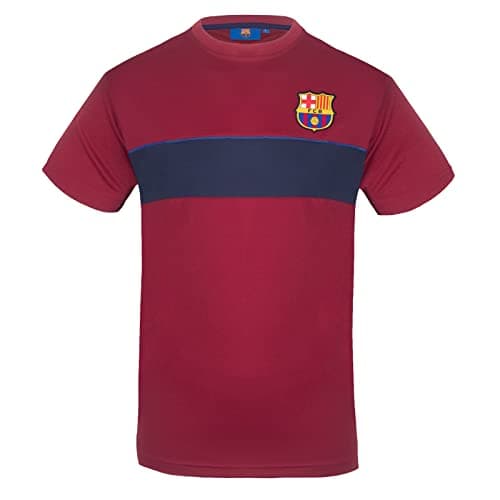 Image of FC Barcelona Official Gift Mens Poly T-Shirt Red Stripe Medium