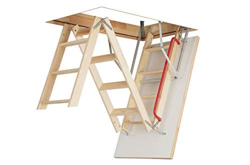 Image of Optistep Wooden Timber Folding Loft Ladder Attic Stairs. Frame Size W60cm x L111cm H up to 280cm & Insulated Hatch