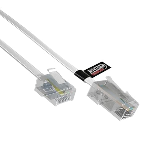 Image of rhinocables RJ11 to RJ45 Cable - Ethernet Patch Network Lead | Reliable Router & Modem Connectivity | ADSL, VoIP, Fax & Phone Compatible | Multiple Lengths & Colours Available (10m,White)