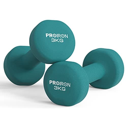 Image of PROIRON Neoprene Dumbbell Weights Pair for Women 1kg 1.5kg 2kg 3kg 4kg 5kg 6kg 7kg 8kg 10kg, Arm Hand Exercise Weights (Dark Green-2 x 3KG)
