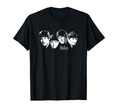 Image of Official The Beatles Band Heads Vintage Retro Pop Rock T-Shirt