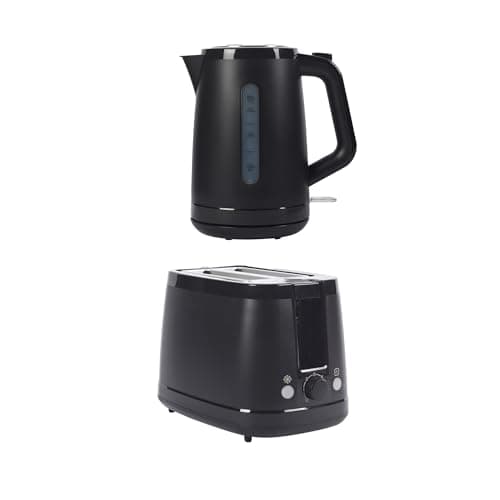 Image of Progress Kettle & Toaster Set – 2-Slice Toaster with 6 Browning Levels and Defrost, Reheat, & Cancel Functions, 1.7 Litre Rapid Boil Kettle with Safety Features and Removable Limescale Filter, Black