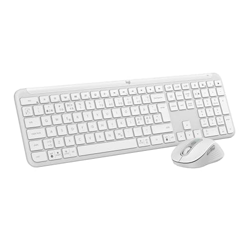 Image of Logitech MK950 Signature Slim Wireless Keyboard and Mouse Combo - White, QWERTY Spanish Layout