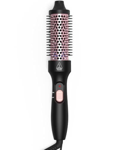 Image of Thermal Brush, 32mm Barrel Hot Hair Brush Heated Round for Women, Heated Curling Iron Create Natural Curls Dual Voltage, UK Plug, Rose Gold