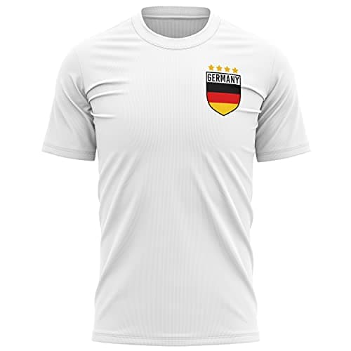 Image of Germany Football Shirts 2021 - Mens Germany Retro Flag Badge T Shirt - Football European Country 2020 Deutsche Supporters 1908 Tee Him - German Deutschland Tournament Footy Soccer Top, M, White