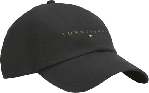 Image of Tommy Jeans Men’s Linear Cap with Logo, Black (Black), One Size