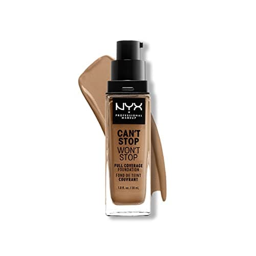 Image of NYX Professional Makeup 24 Hour Full Coverage Lightweight Foundation, Can't Stop Won't Stop, Long Lasting, Waterproof, Vegan Formula, Matte Finish, Shade: Caramel