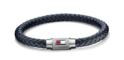 Image of Tommy Hilfiger Jewelry Men's Braided Leather Bracelet Navy Blue - 2701000