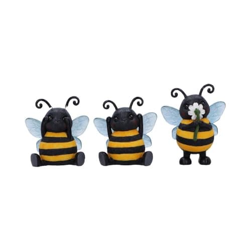 Image of Nemesis Now Three Wise See No Evil Hear No Evil Speak No Evil Figurines, Adorable Hand-Painted Resin Collectibles and Gift - Bees