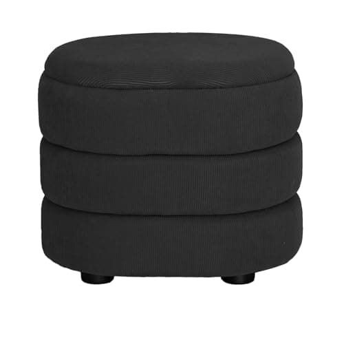 Image of URBNLIVING Soft Velvet Ottoman Storage Pouffe Footstool Dressing Vanity Chair (Dark Grey, Oval)
