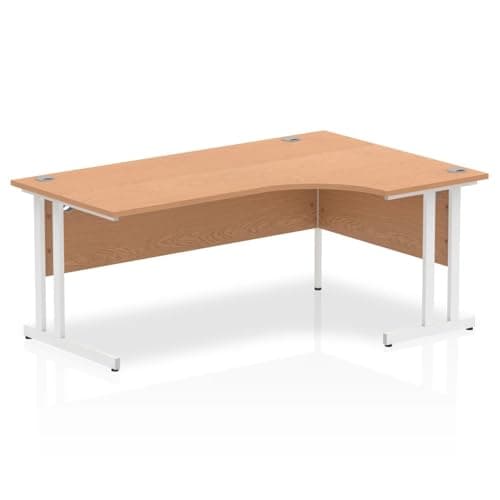 Image of Mr Office Impulse Right Crescent Desk, White Cantilever Leg, Oak, 1800
