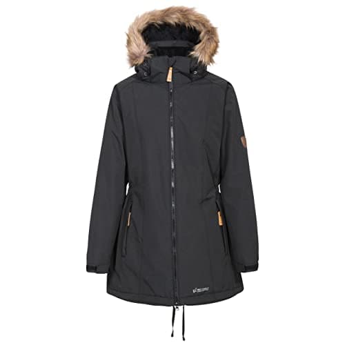 Image of Trespass Womens Parka Jacket Celebrity - Waterproof, Longer Length, Fleece Lined, Lightly Padded, 2 Zip Pockets, Stud-Off Hood Fur Trim, Elasticated Sides, 2 Way Zip