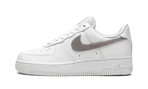 Image of Nike Womens W Air Force 1 '07 ESS DH4407 102 Glitter Swoosh - Canyon Purple - Size, White/Canyon Purple-grey Fog, 6 UK