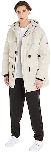Image of Tommy Jeans Men's Parka Tech Winter, Off-White (Newsprint), L