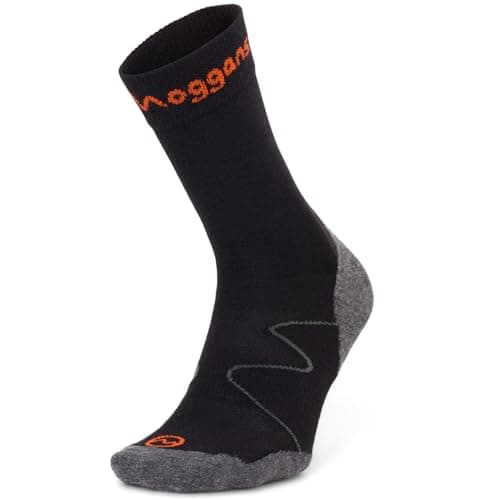 Image of Moggans Merino Wool Crew Socks, 4-inch Above Ankle (UK, Alpha, L, Regular, Regular, Black)