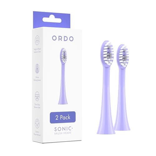 Image of ORDO Replacement Toothbrush Heads for Sonic+ Electric Toothbrushes for Teeth Cleaning, Plaque Removal, Silicone Polishing, and Deep Clean, Adults, Pearl Violet (Pack of 2)