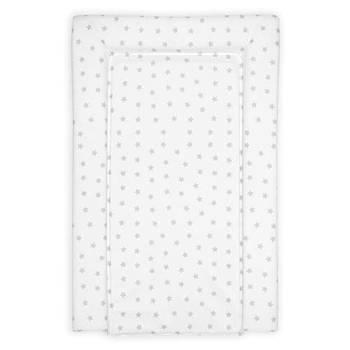 Image of Baby Changing Mat, Grey Stars Deluxe Waterproof with Raised Padded Edges, Uniquely Designed, Easy Wipe Clean a Perfect, Practical Addition to Your Nursery 75cm x 47.5cm x 5cm