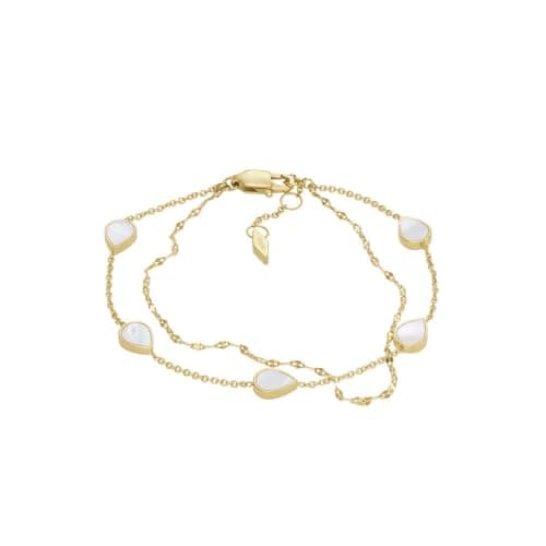 Image of FOSSIL Teardrop JF04317710 Women's Link Bracelet Mother of Pearl White, Total Length: 16.5cm + 2.5cm, Stainless Steel, No gemstone