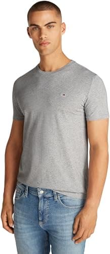 Image of Tommy Jeans Men's TJM XSLIM Jaspe HTR TEE EXT DM0DM20363 S/S T-Shirt, Grey (Grey HTR), XS
