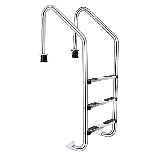 Image of COSTWAY Stainless Steel Pool Ladder with 3 Non-slip Footsteps, Heavy Duty Swimming Pool Step for In Ground Pools, 120kg Weight Capacity