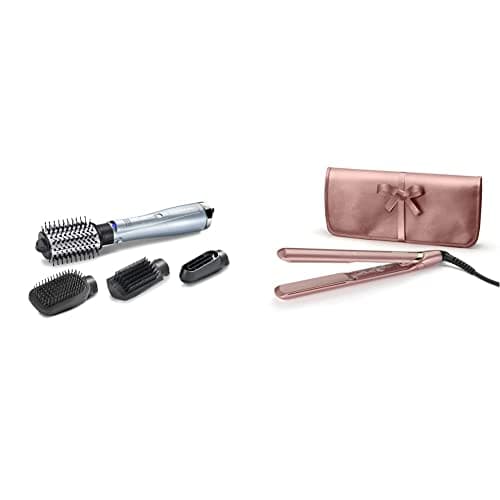 Image of BaByliss Hydro-Fusion 4-in-1 Hair Dryer Brush, Blue & Elegance 235 Straightener
