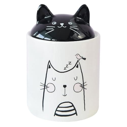 Image of Zerodeko Cat Ear Sealed Jar Porcelain Condiment Container Ceramic Spice Jar Tea Canister Lid Dustproof Sturdy Canister