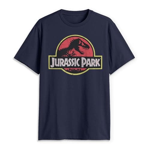 Image of Jurassic Park Men's Classic Movie Logo T-Shirt, Navy, Medium