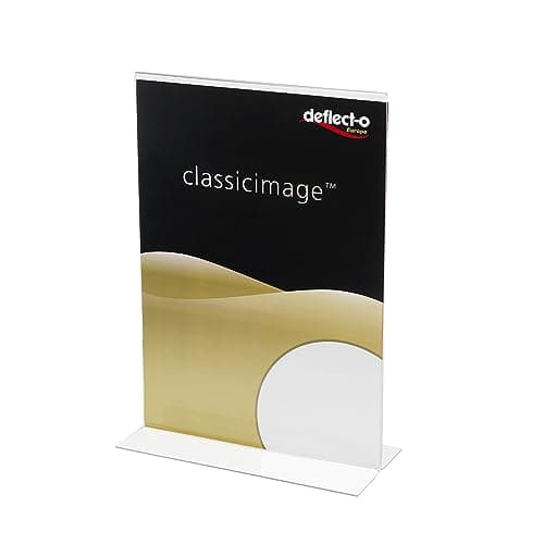 Image of Deflecto A4 Portrait Stand Up Sign Holder - Stall A4 Display Stands - A4 Sign Holder - Stand Up Signs Display Board - Menu Stand - Document Holder - A4 Menu Holders For Tables