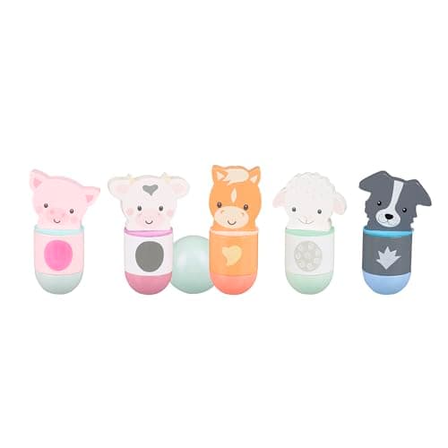 Image of Farm Animals Wooden Skittles - Farmyard Bowling Set Skittles Game for Kids, Indoor and Garden Toys - Wooden Toys for 2 Year Olds, Toddler - Early Development & Activity Toys by Orange Tree Toys