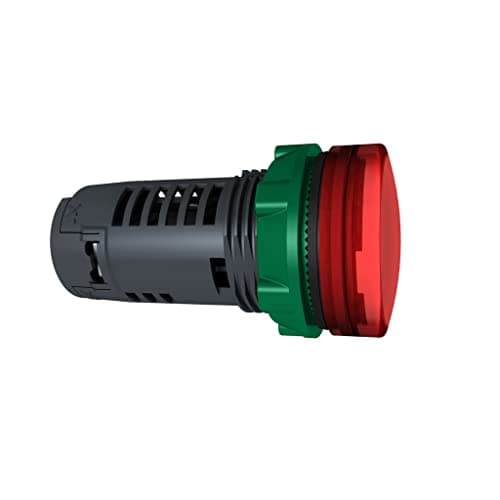 Image of Schneider Electric Harmony XB5 - Monolithic Pilot Indicator Light, Plastic, Plain Lens, Integral LED, Industrial Control, 22 mm Mount, 110…120 V AC, XB5EVG4, Red