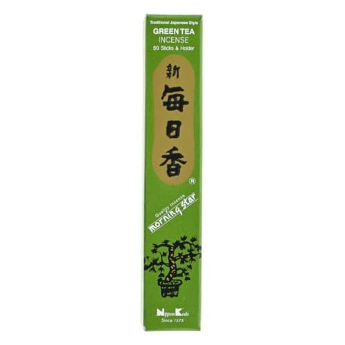 Image of Morning Star Green Tea Incense 50 Sticks - Natural Non-Toxic Vegan Japanese Incense | Fresh, Clean Aroma for Focus & Meditation | Eco-Friendly Packaging, Made in Japan for Her