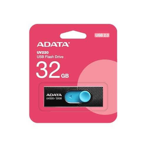 Image of ADATA 32GB UV220 USB 3.0 Black/Blue DashDrive - USB Flash Drives, AUV220-32G-RBKBL (DashDrive - USB Flash Drives Backward Compatible with USB 2.0)