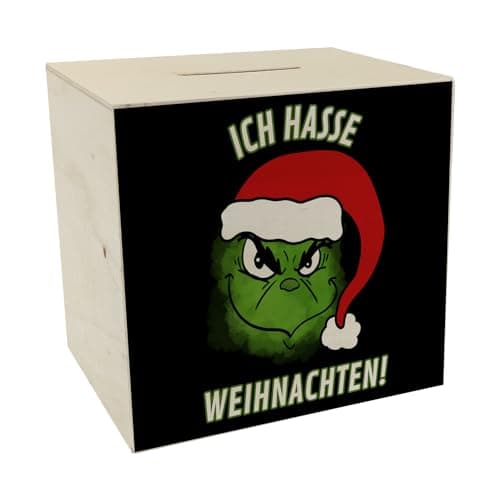 Image of Ich Hasse Weihnachten Money Box Made of Wood with Saying "Ein Piggy Bank für alle die Weihnachten Nicht mögen Weihnachtsliche Gelddose Junge Männer