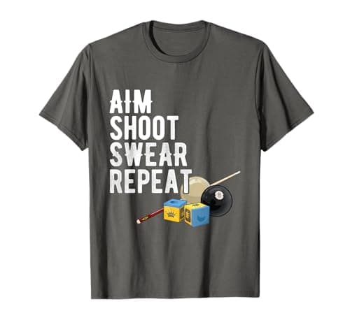 Image of Aim Shoot Swear Repeat Pool Player Hall Shark Billiard T-Shirt