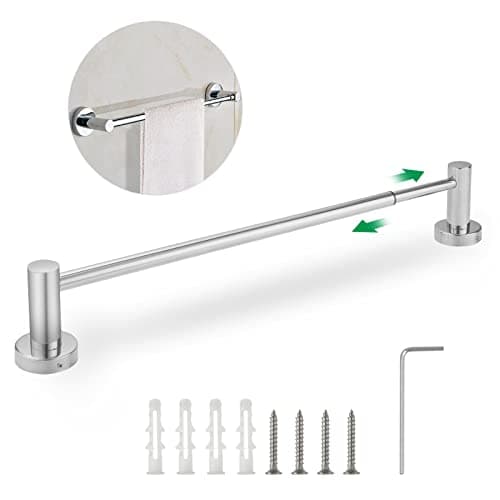 Image of SENENQU Stainless Steel Towel Rail, 40-70cm Adjustable Wall Mounted Towel Holder with Screws, Expandable Polished Towel Bar Rack for Bathroom Kitchen Accessory