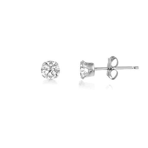 Image of 3MM Classic Brilliant Round Cut Cubic Zirconia (CZ) Sterling Silver Solitaire Stud Earrings/Ear Studs for Women Ladies Girls - Birthstone Earrings - Small CLEAR/WHITE. 3-WHTE