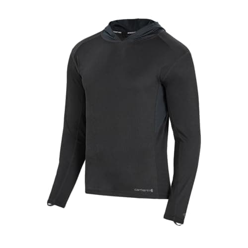 Image of Carhartt Men's Force Midweight Micro-Grid Base Layer Hoodie, Black, M