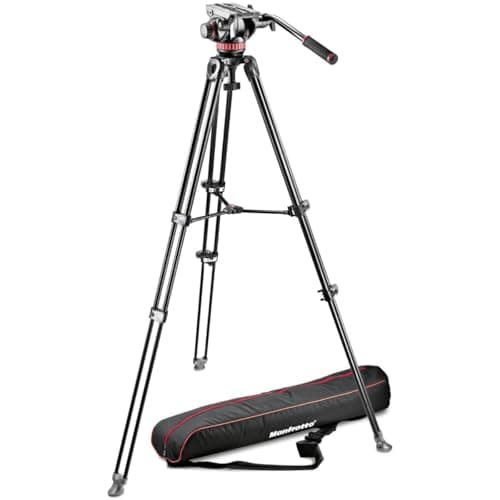 Image of Manfrotto MVK502AM-1, Professional Fluid Video System Aluminium Tripod with Telescope Twin Leg, 75mm Half Ball, for HDSLR cameras, Carrying Bag Included