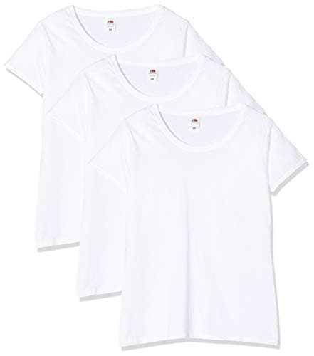 Image of Fruit of the Loom Women's Lady-Fit Original Tee, 3 Pack Regular Fit Crew Neck Short Sleeve 3 T - Shirt, White (White 30), 4 (Manufacturer Size:S)