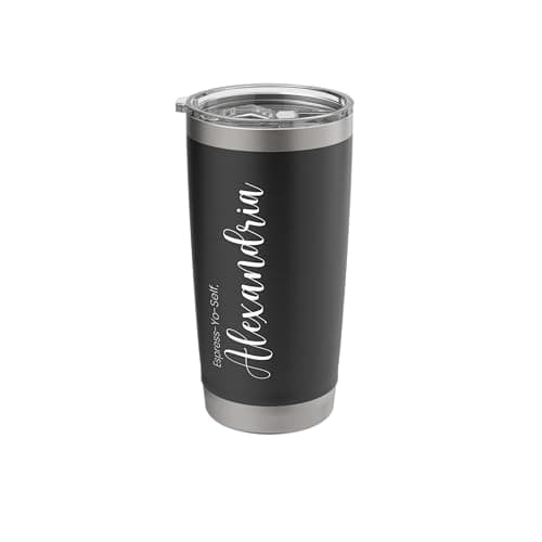 Image of Alexandria Personalized Name Espresso Pun Coffee Stainless Steel Insulated Tumbler