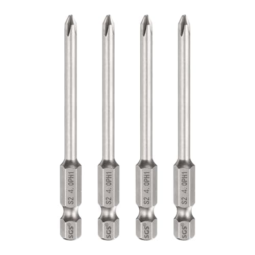 Image of sourcing map 4pcs #1 Phillips Screwdriver Bit PH1 1/4" Hex Shank 3" (75mm) Long 4mm Rod Magnetic Cross Head Drill Bits S2 Steel Industrial Screw Driver for Electric Power Tools, Gray