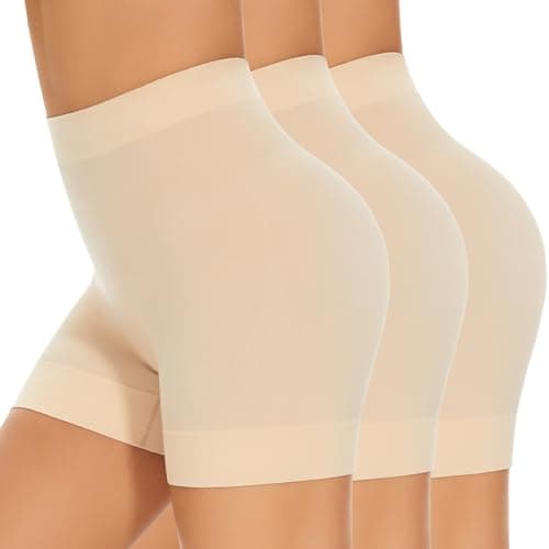 Image of YUTYTH Women Ladies Anti Chafing Seamless Slip Shorts Under Dress Pants Cycling Yoga Nude 3 Packs S