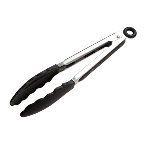Image of Wiltshire Silicone Kitchen Tongs 23cm, Cooking & Serving Tongs, Salad & BBQ Tongs, Stainless Steel, Heat-Resistant Utensil, Non-Stick, Non-Scratch Tip, Midnight Black, 27x3.5x3.7cm