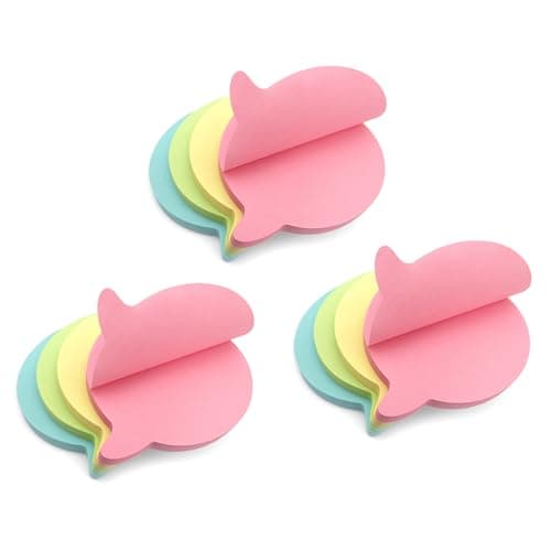 Image of Evergreen Goods 12 Pads Speech-Bubble Shaped Sticky Notes - Pastel Colours, 100 Sheets per Pad (76x76mm) - Fun and Versatile for Reminders, Study Notes, and Gift Tags in Yellow, Pink, Blue, Green