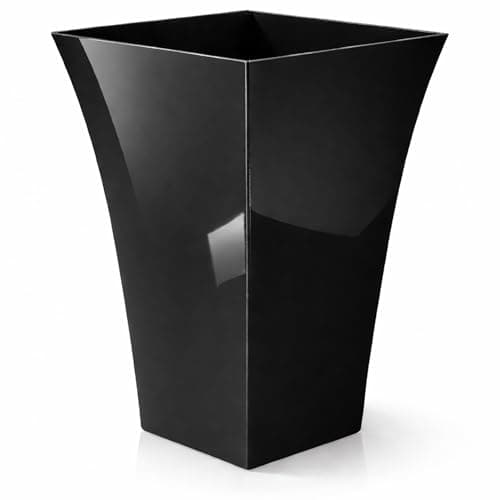 Image of CrazyGadget® Large Milano Tall Planter Square Plastic Garden Flower Plant Pot Gloss Finish - for Indoor and Ourdoor (Black, 1)