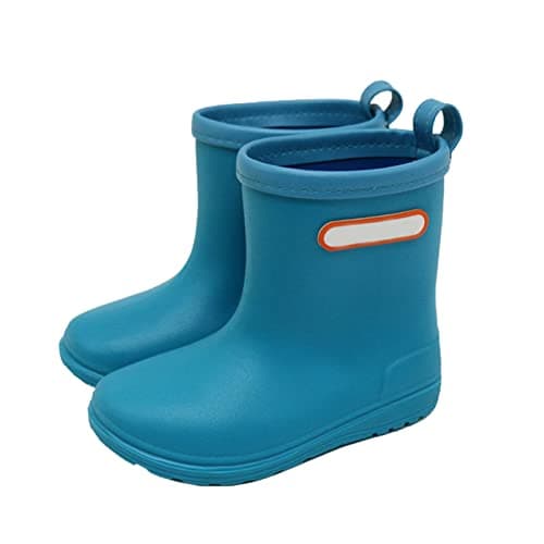 Image of Kids Wellie Non-slip Waterproof Easy-On Wellington Boots Toddler Lightweight Solid Rainboots Girls Boys Outdoor Adventures Pvc Walking Footwear Black Blue Khaki Pink Yellow Green Size 2 3 1 13 4 6