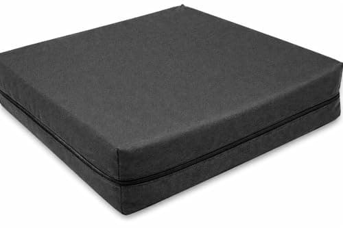 Image of SLUMBER HOME Deep Pressure Relief Memory Foam Booster Seat Pad, Orthopaedic Wheelchair Cushion for Mobility and Elderly Support, 18 x 18 x 4 Inch, Water Resistant Polyester Cover (Black)